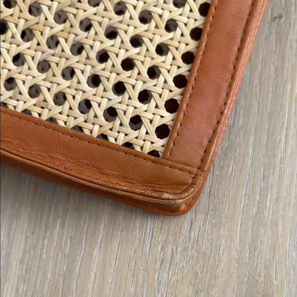 Tan and Cream Structured Tote with Woven Design Jenn Lee tote Punta Mita Tote - Picture 9 of 16